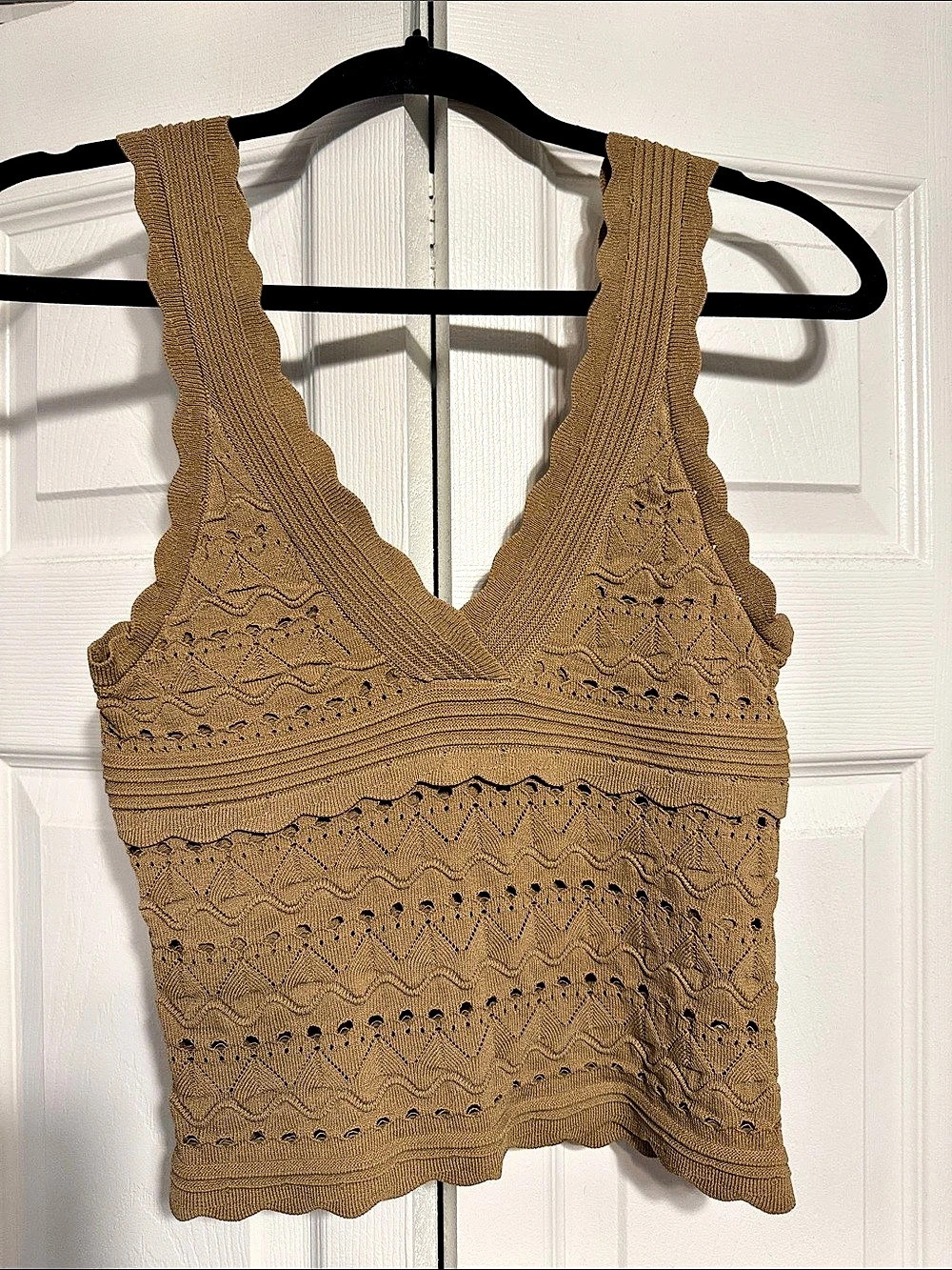 Brown Knit Crochet Tank Size Small